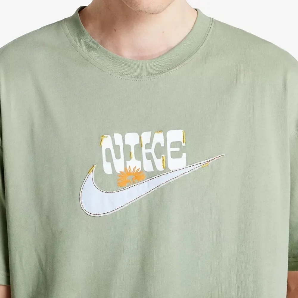 Nike Sportswear Loose Fit Sole Craft Embroidered‎ Olive Green T-Shirt 2XL